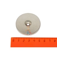 Магнитная застежка 15х2 мм с ПВХ - Неодимовый магнит диск 50х5 мм с зенковкой 5/13 мм