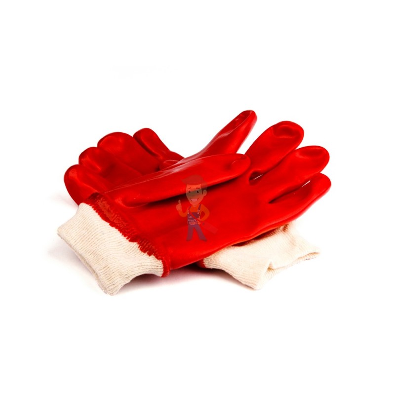 Перчатки х/б с ПВХ покрытием XL, красные - фото 1