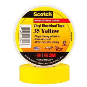 ПВХ изолента высшего класса Scotch® 35, желтая, 19 мм х 20 м