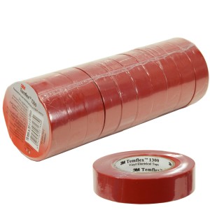 Набор изолент TEMFLEX 1300 универсальная красная, рулон 19 мм x 20 м 10шт